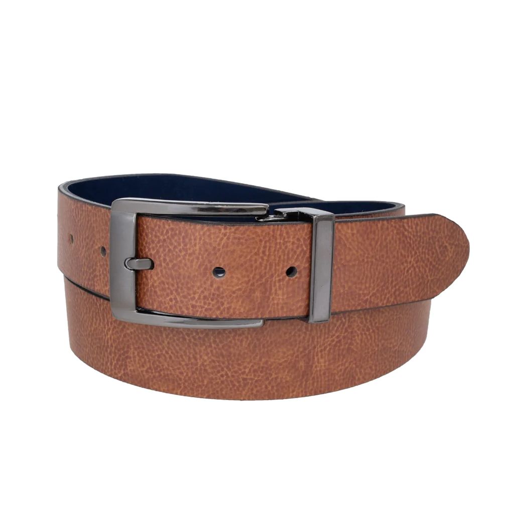 19614-Ceinture en cuir Custom Leather (1105-TAN/NAVY - 19614) MODÈLE: 10296