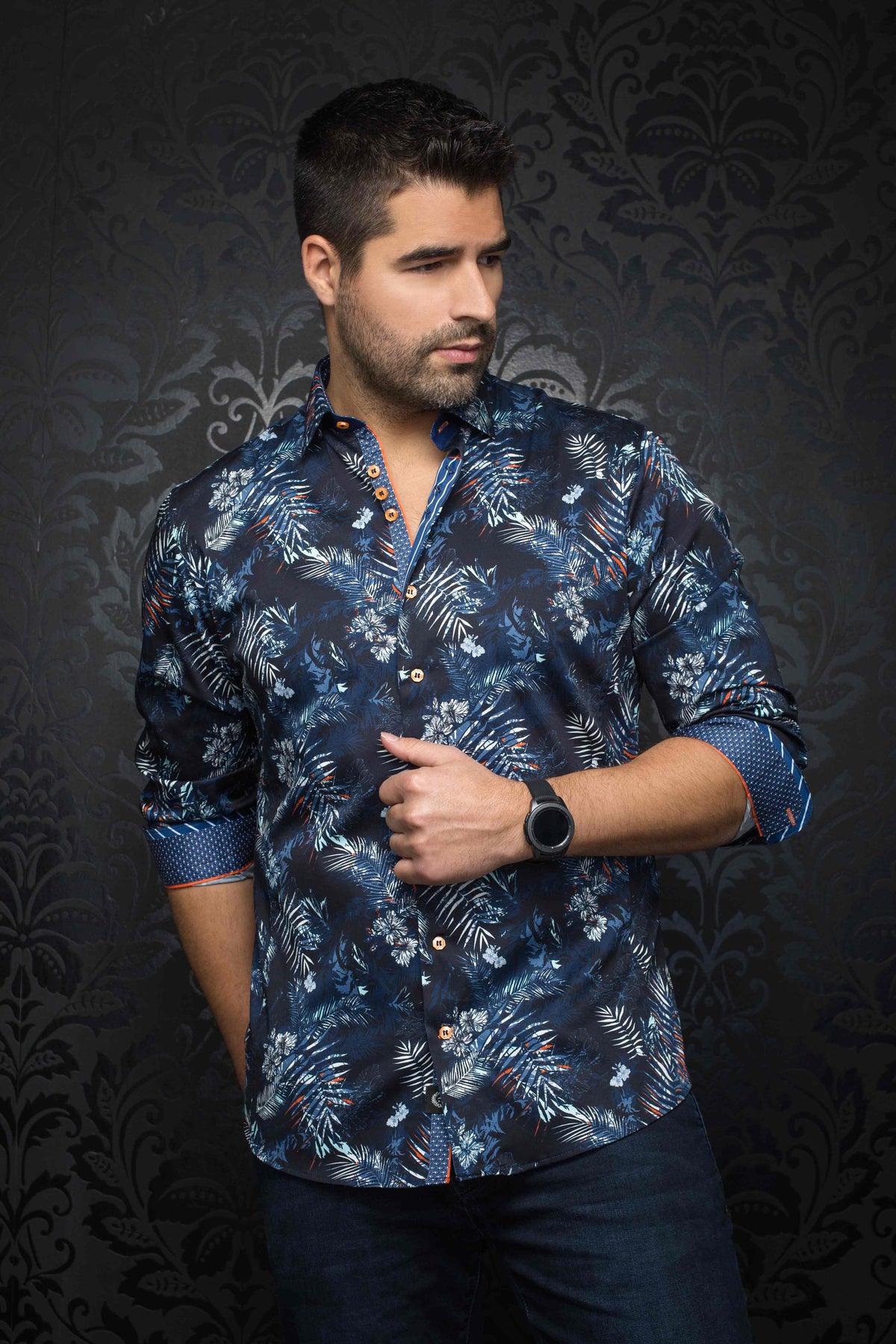 20198-CHEMISE AU NOIR RENAUD (NAVY - 20198) MODÈLE: RENAUD