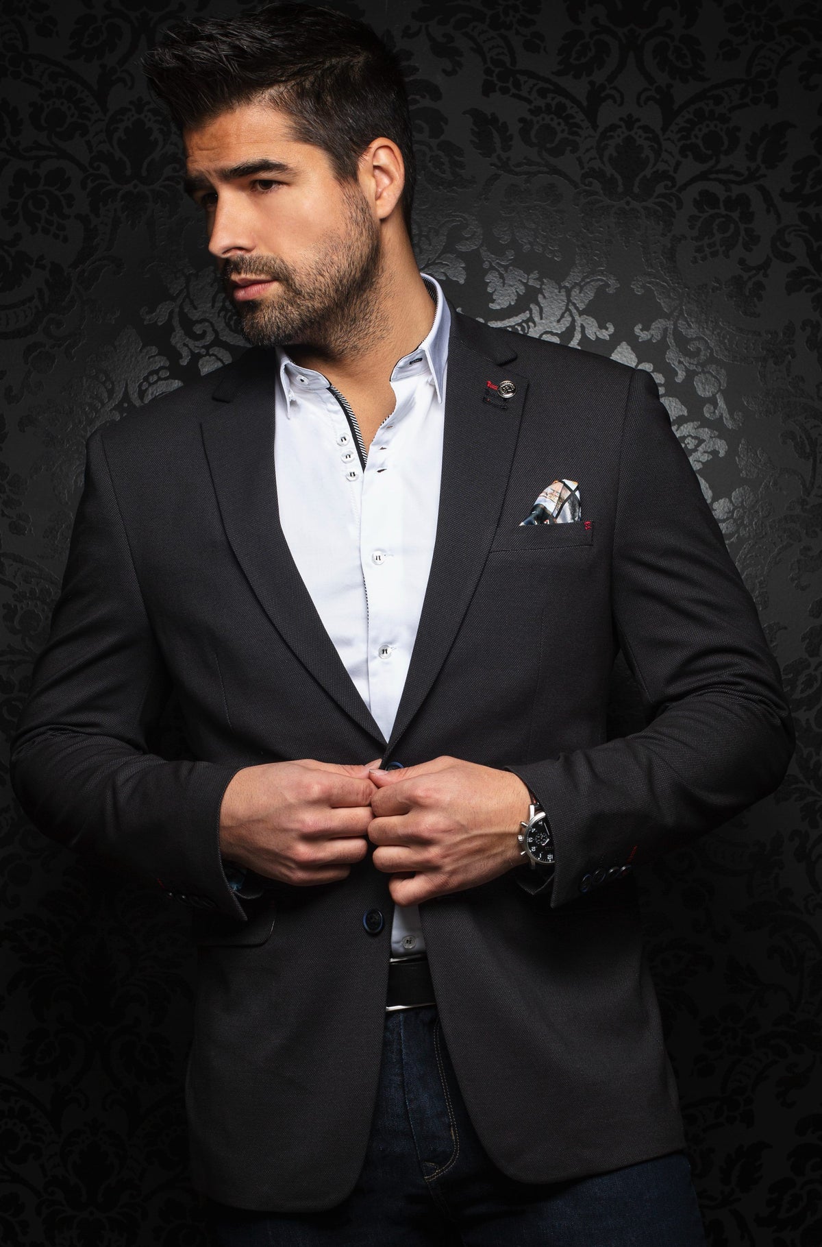 230175-Veston AU NOIR RYAN (BLACK - 230175) MODÈLE: RYAN