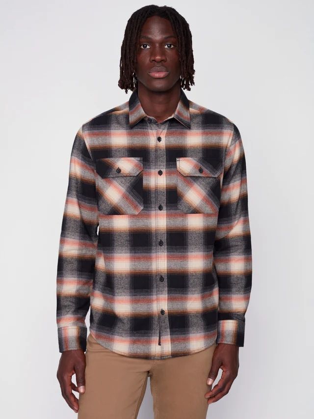 Chemise sport manches longues en flannel PROJEK (BEIGE - 230336) MODÈLE: 143234