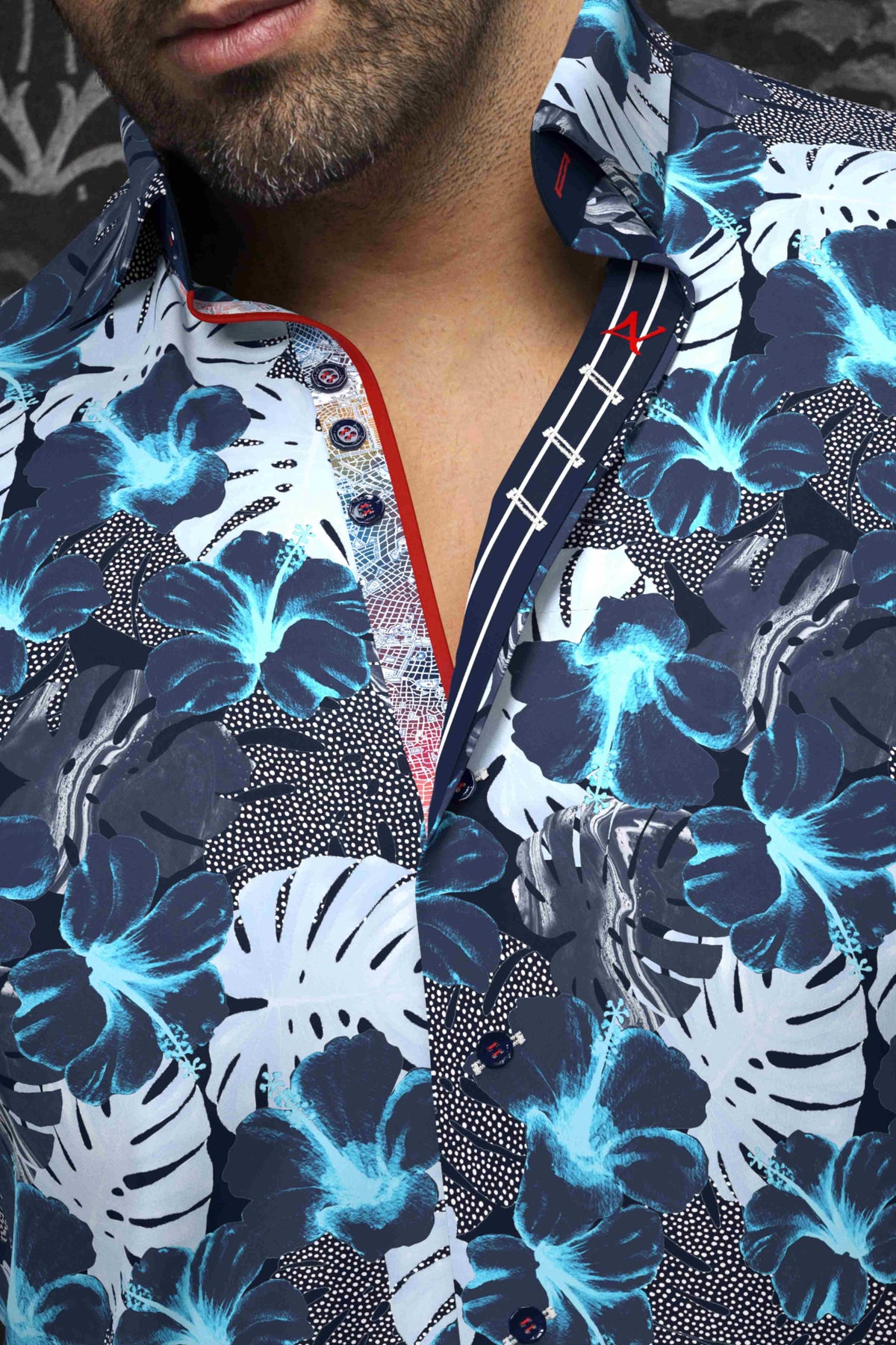 Chemise AU NOIR manches courtes (NAVY - 241030) MODÈLE: AXEL (SS)