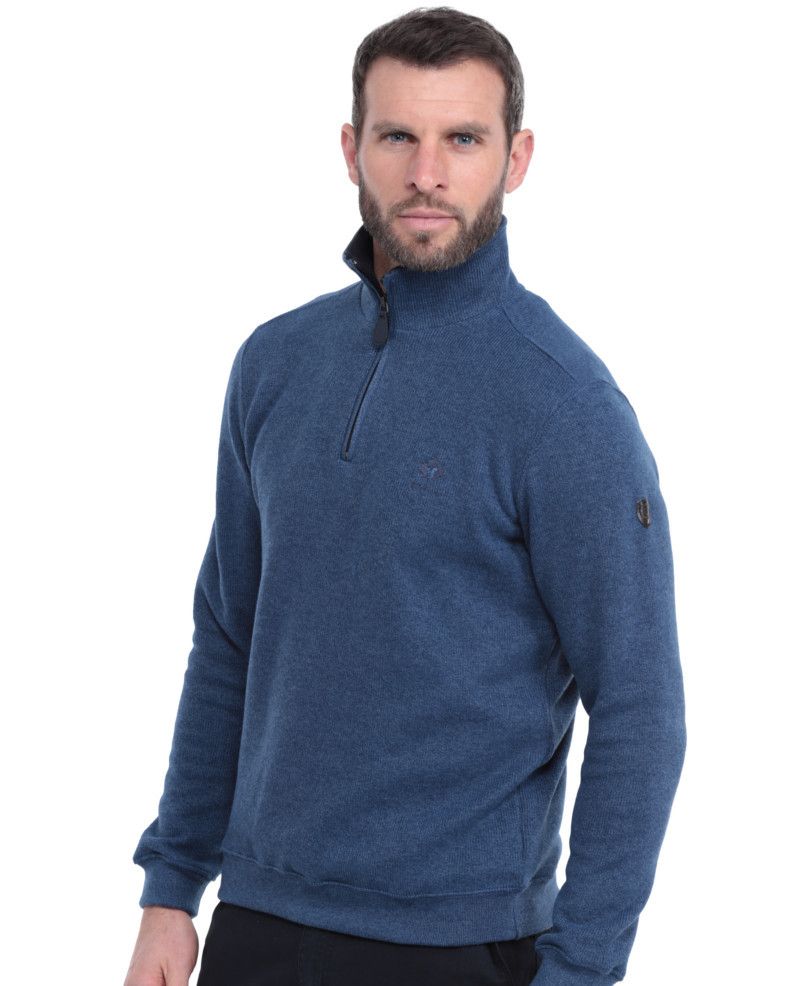 Chandail en tricot mock zip ETHNIC BLUE (BLEU - 241529) MODÈLE: 5989E