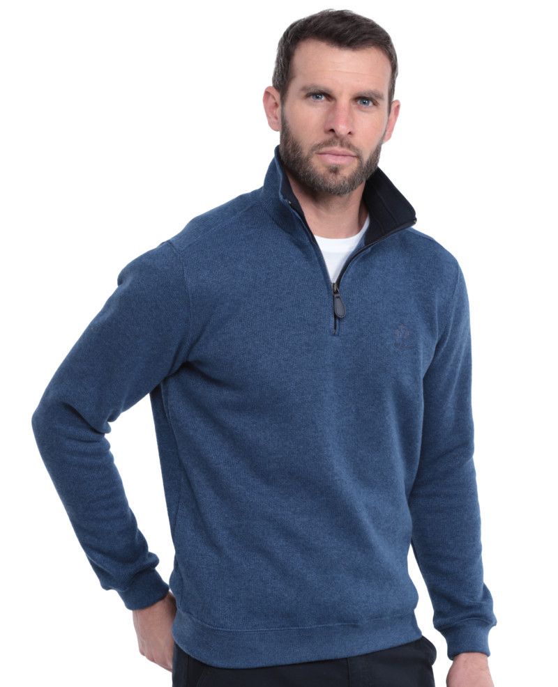 Chandail en tricot mock zip ETHNIC BLUE (BLEU - 241529) MODÈLE: 5989E