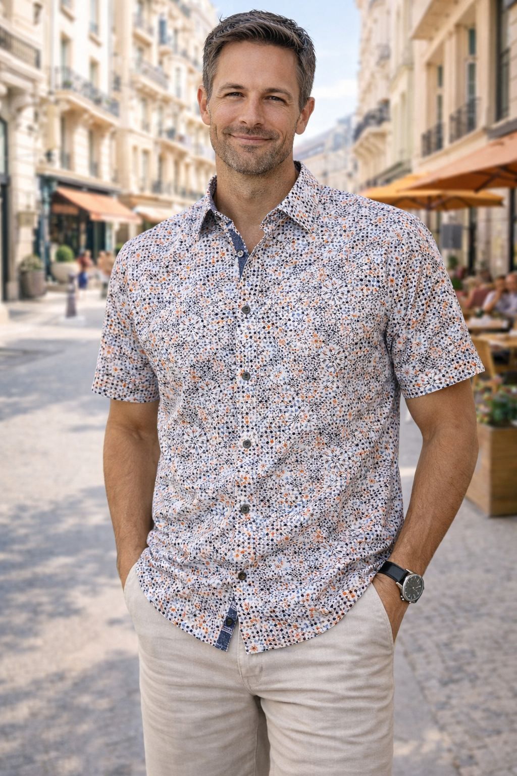 Chemise sport manches courtes OXFORD STREET (MARINE - 251714) MODÈLE: S25OX4423