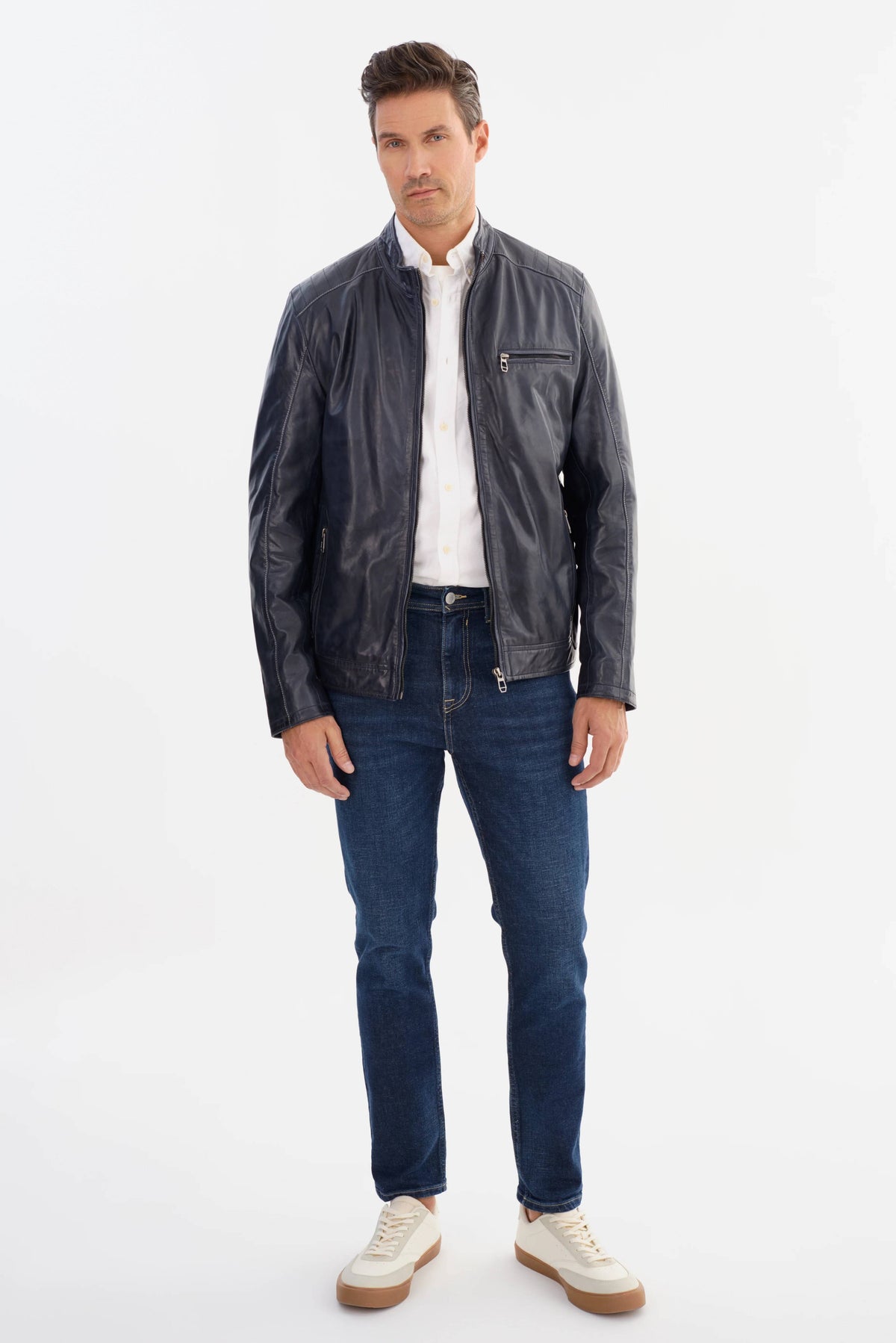 Cuir 5/8 demi-saison REGENCY (BLEU-38 - 251734) MODÈLE: FRED-2