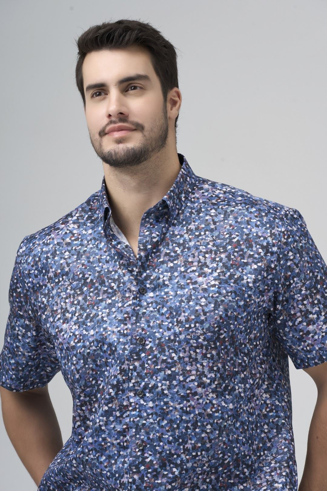Chemise sport manches courtes LEO CHEVALIER (16-BLEU - 251894) MODÈLE: 624362