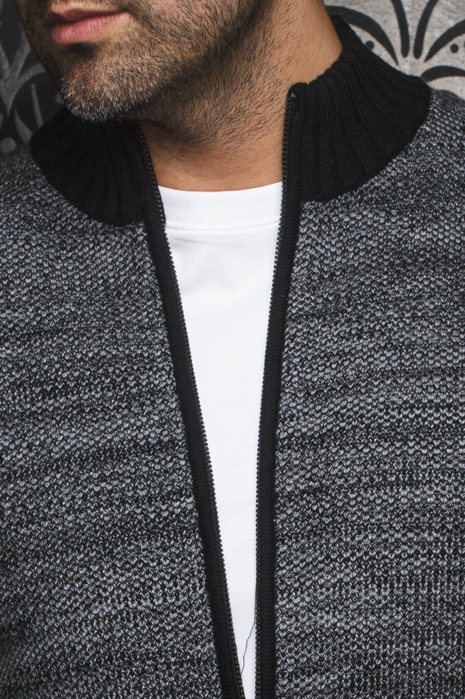Cardigan à fermeture éclair AU NOIR (GRIS - 251986) MODÈLE: KOSKI_FZ