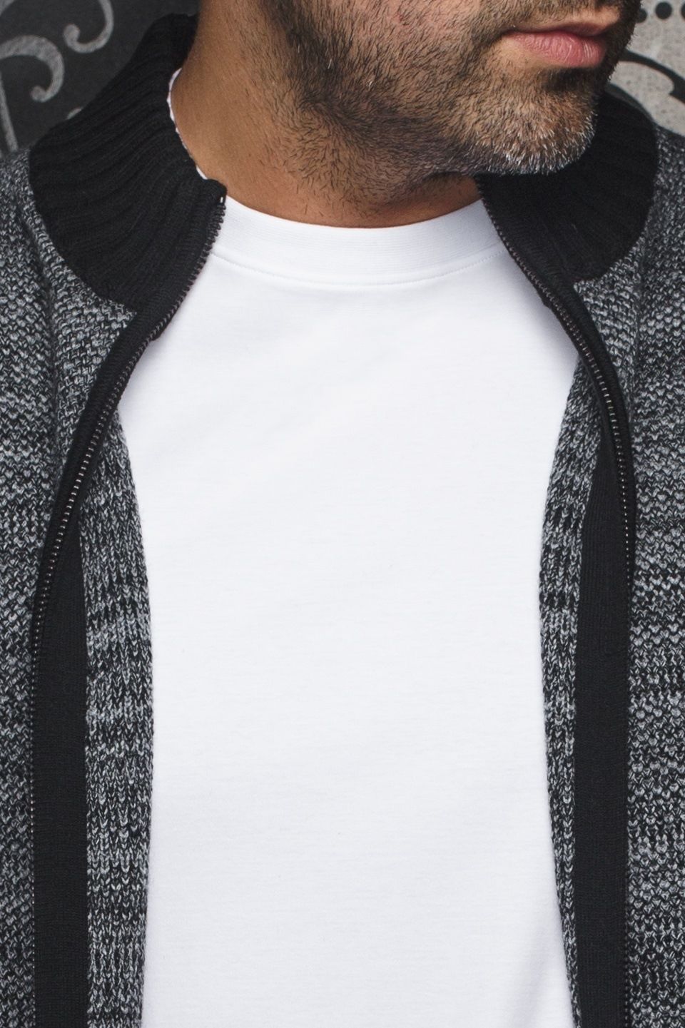 Cardigan à fermeture éclair AU NOIR (GRIS - 251986) MODÈLE: KOSKI_FZ