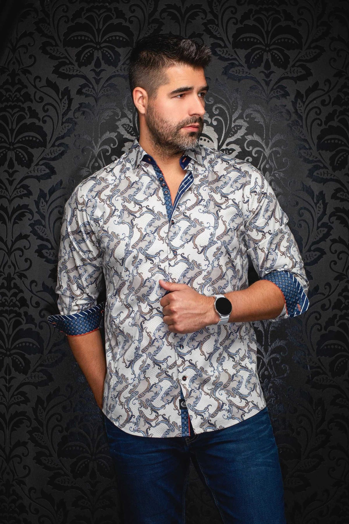 Chemise sport manches longues AU NOIR (STONE - 252031) MODÈLE: MIRAGE