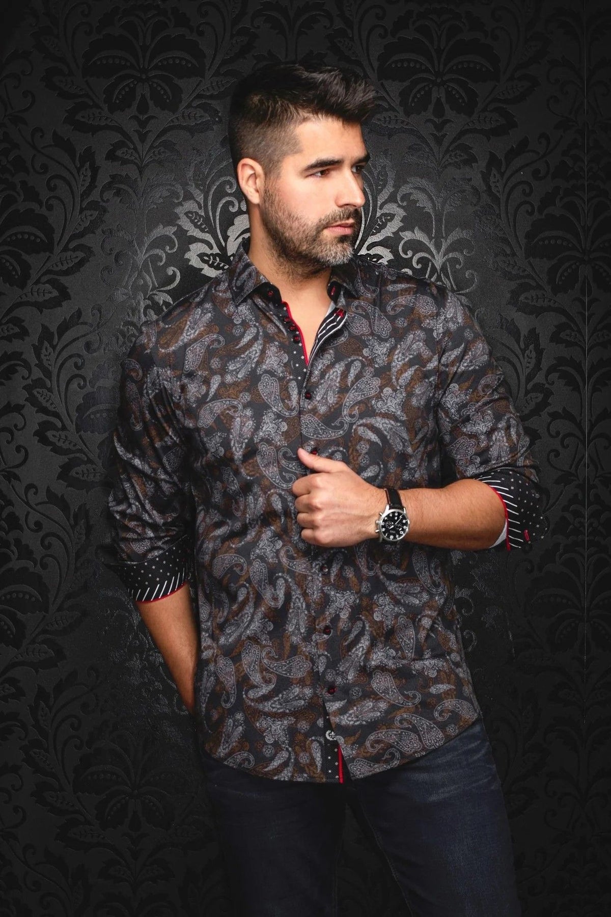 Chemise sport manches longues extrensible AU NOIR (NOIR - 252345) MODÈLE: VESPER
