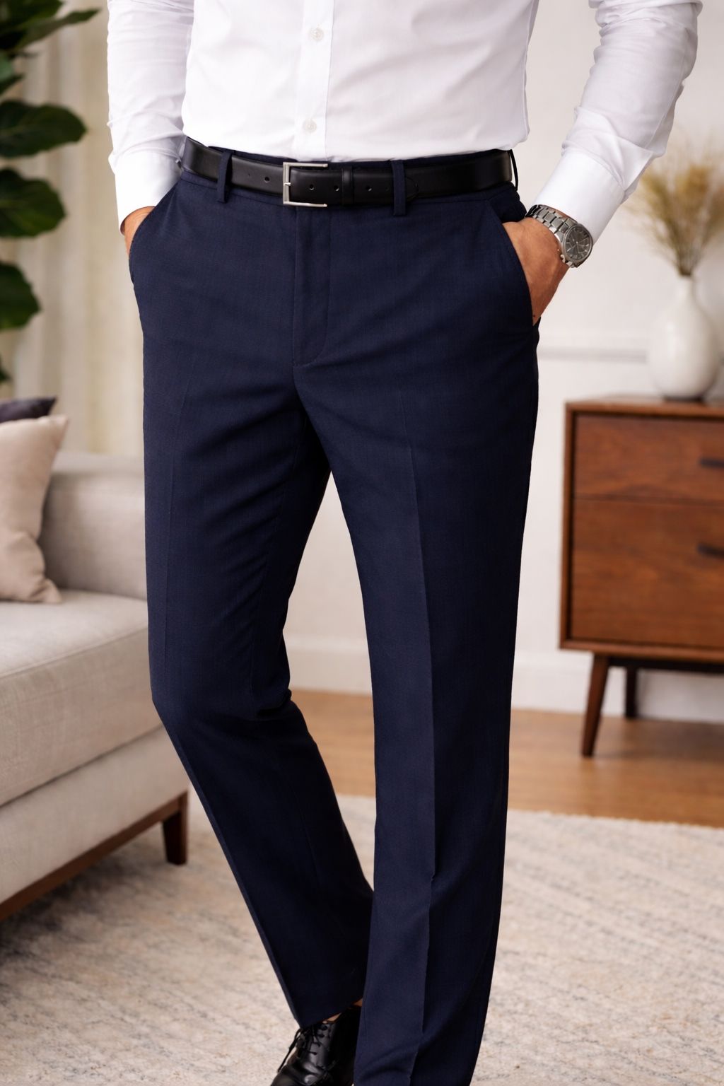 Pantalon habillé avec ceinture extensible J.BRAXX (410-MARINE - 262429) MODÈLE: M23232081