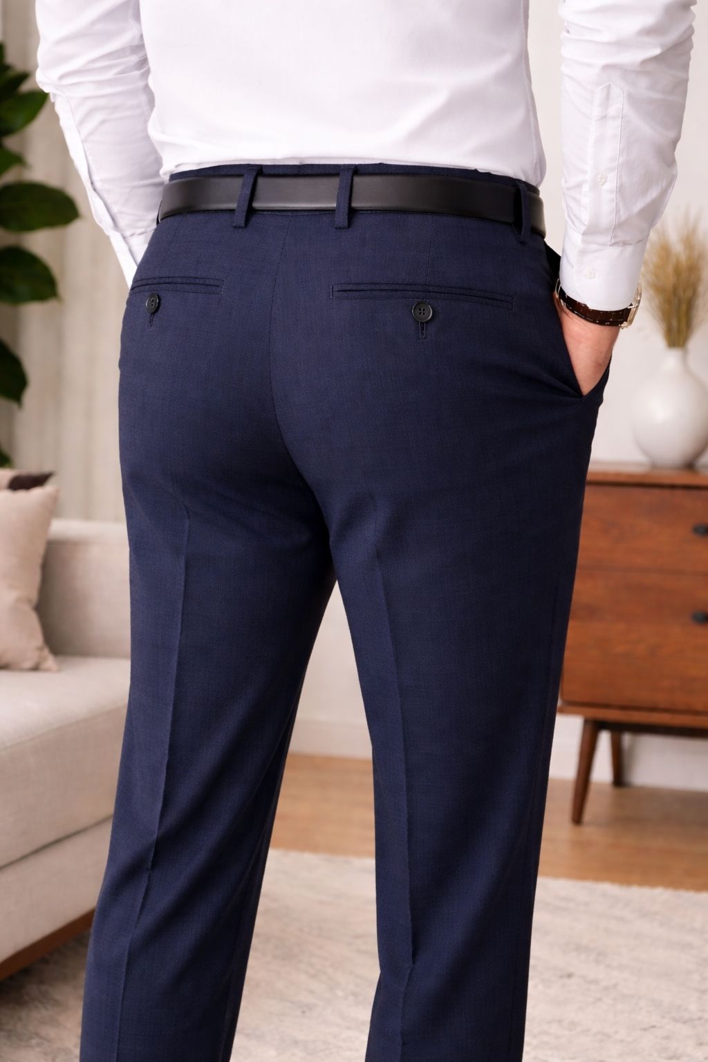 Pantalon habillé avec ceinture extensible J.BRAXX (410-MARINE - 262429) MODÈLE: M23232081