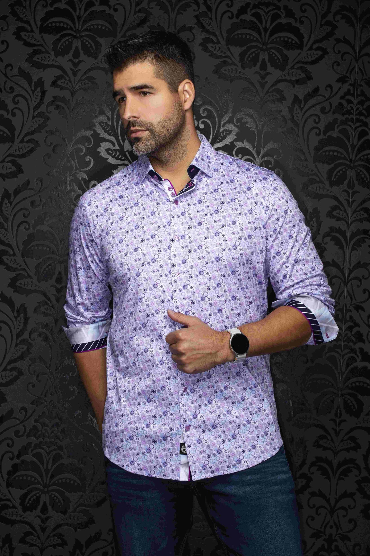 Chemise sport manches longues extensible AU NOIR (LAVENDRE - 262438) MODÈLE: CLOUDSPIN