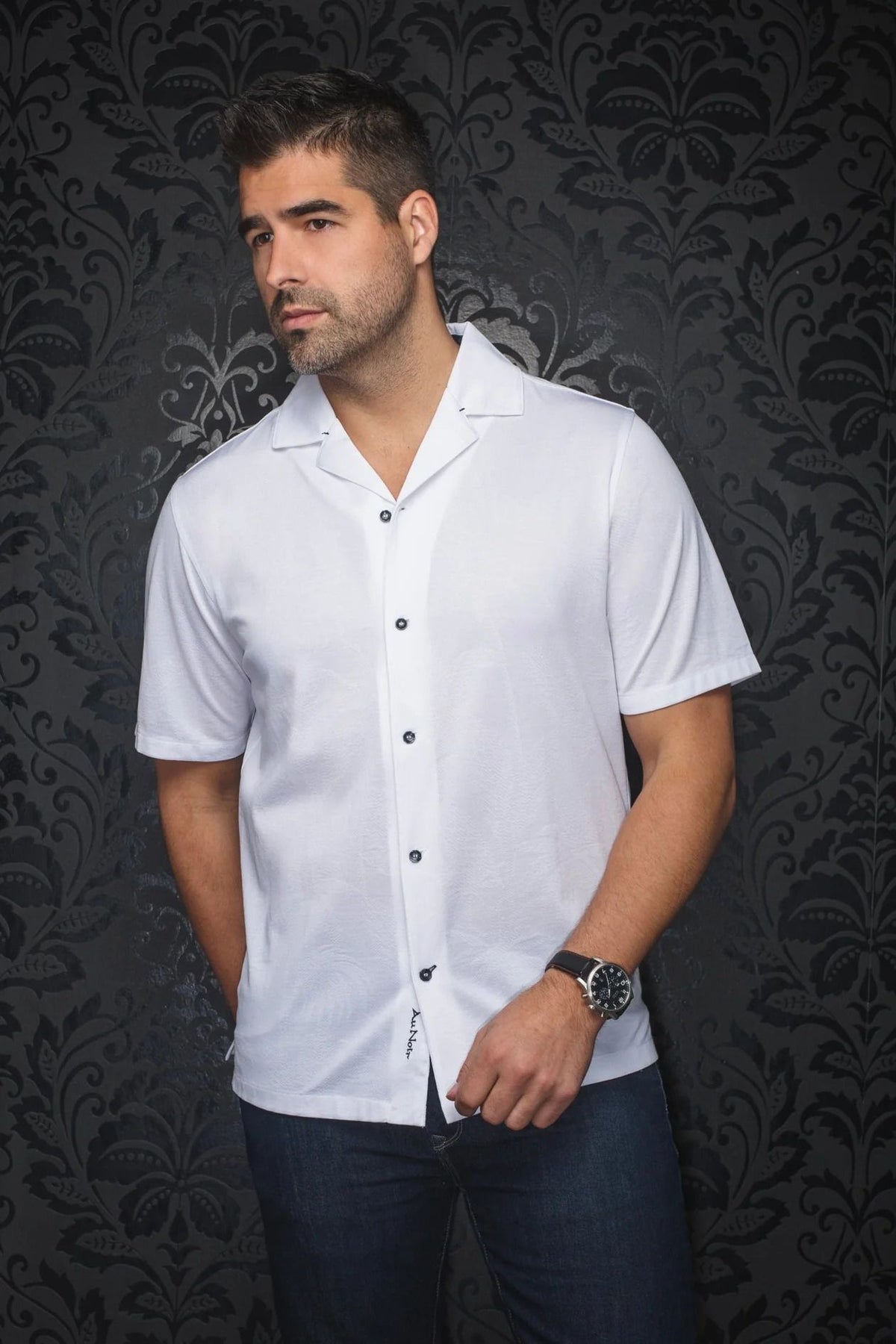 Chemise sport manches courtes AU NOIR (WHITE - 262442) MODÈLE: BRAHEA-T