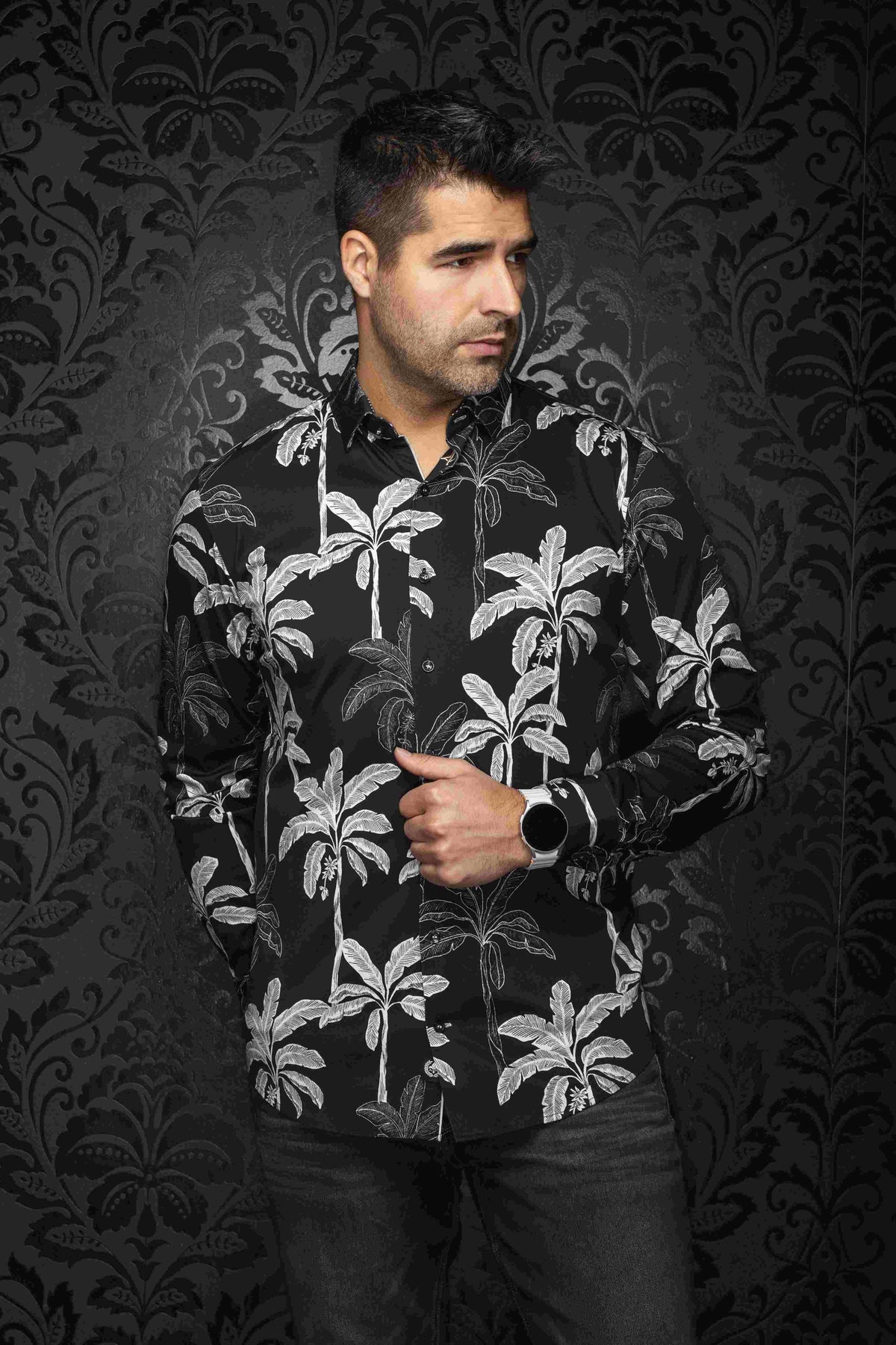 CHEMISE MANCHES LONGUES AU NOIR (BLACK - 262489) MODÈLE: PALMWAVE