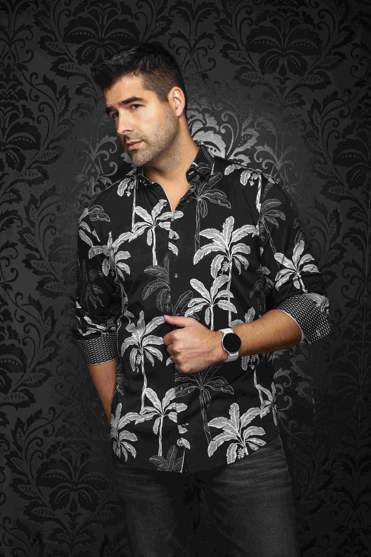 CHEMISE MANCHES LONGUES AU NOIR (BLACK - 262489) MODÈLE: PALMWAVE