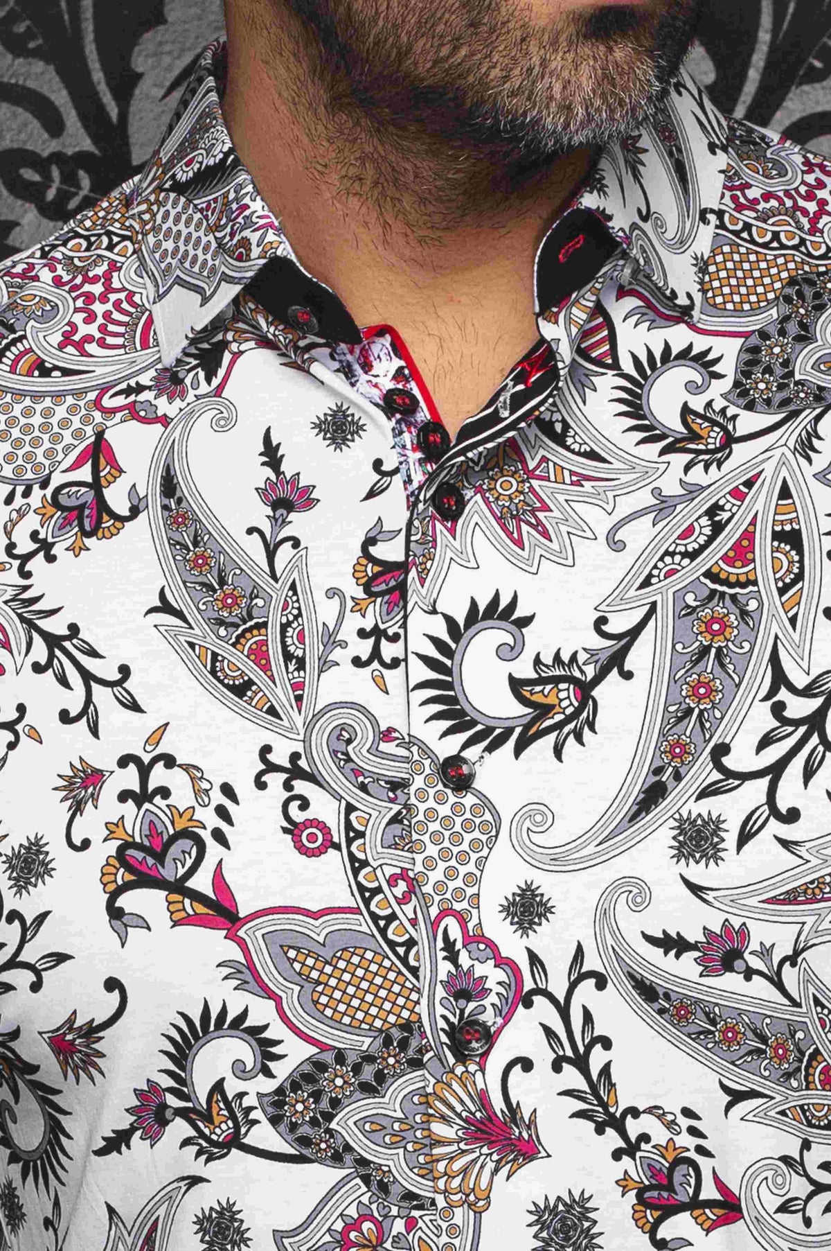 CHEMISE MANCHES LONGUES AU NOIR (WHITE/MULTI - 262490) MODÈLE: HAINAN