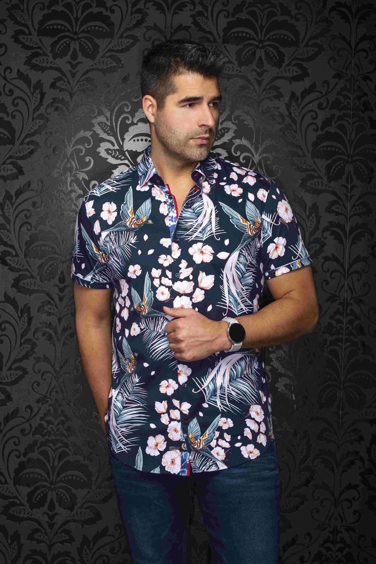 CHEMISE MANCHES COURTES AU NOIR (NAVY - 262494) MODÈLE: BRASILIA (SS)