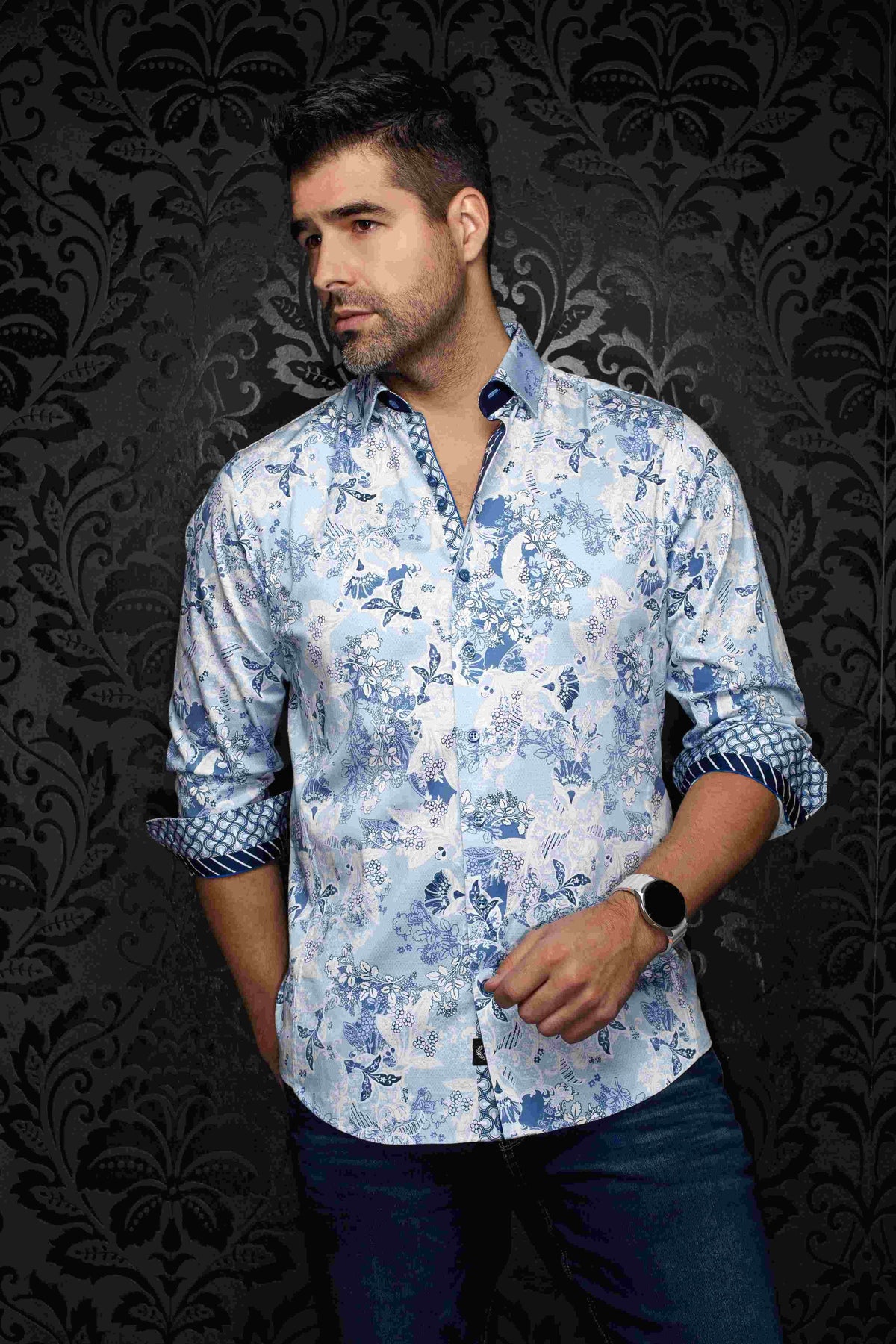 Chemise manches longues AU NOIR (LIGHT/BLUE - 262568) MODÈLE: JAIPUR