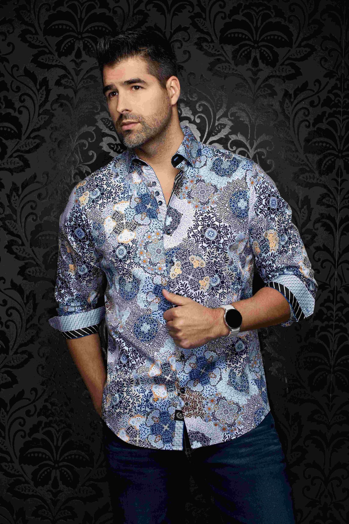 Chemise manches longues AU NOIR (BLEU - 262570) MODÈLE: ASHAR