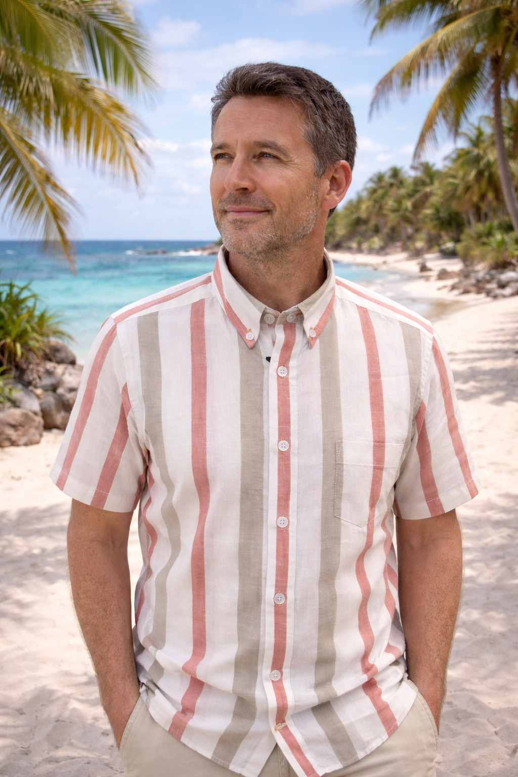 Chemise sport manches courtes LEO CHEVALIER (74-ORANGE - 262606) MODÈLE: 626311