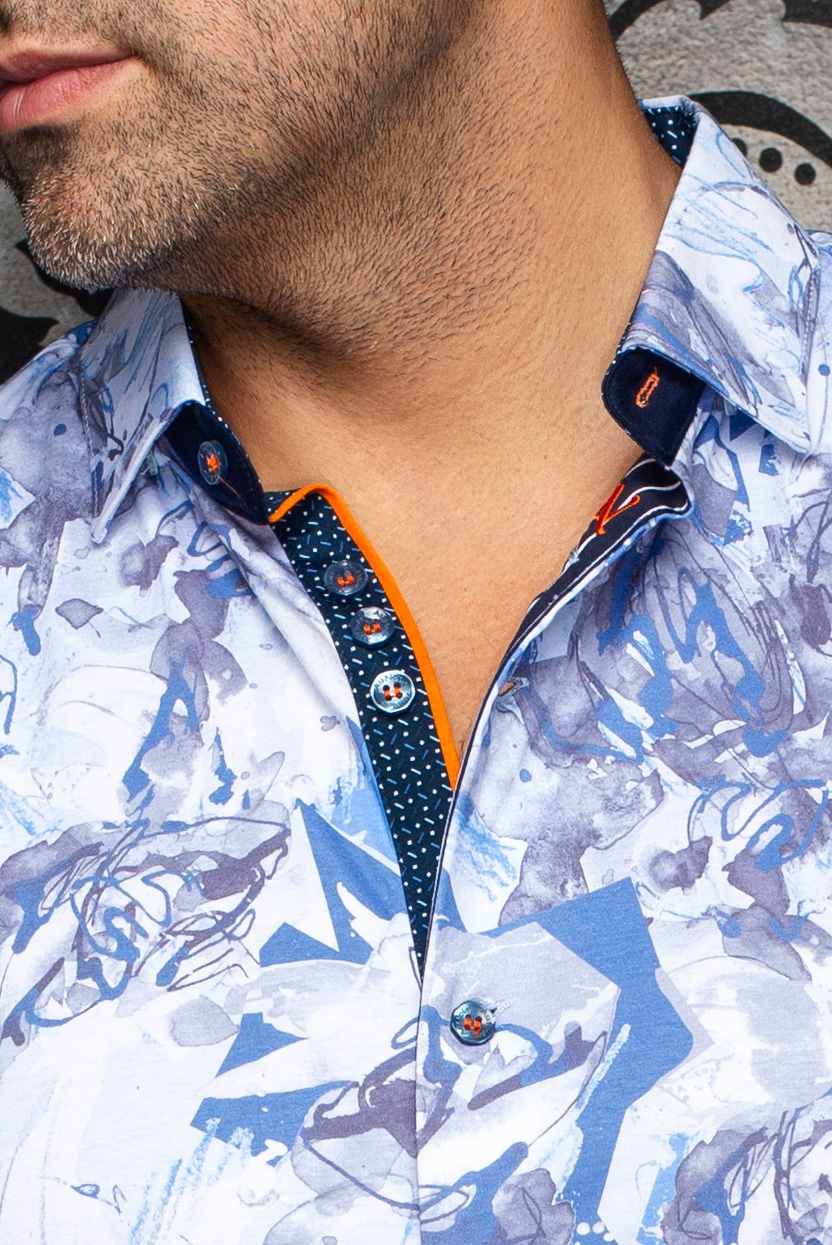 Chemise sport manches courtes AU NOIR (BLEU - 262623) MODÈLE: MARBELLA(SS)