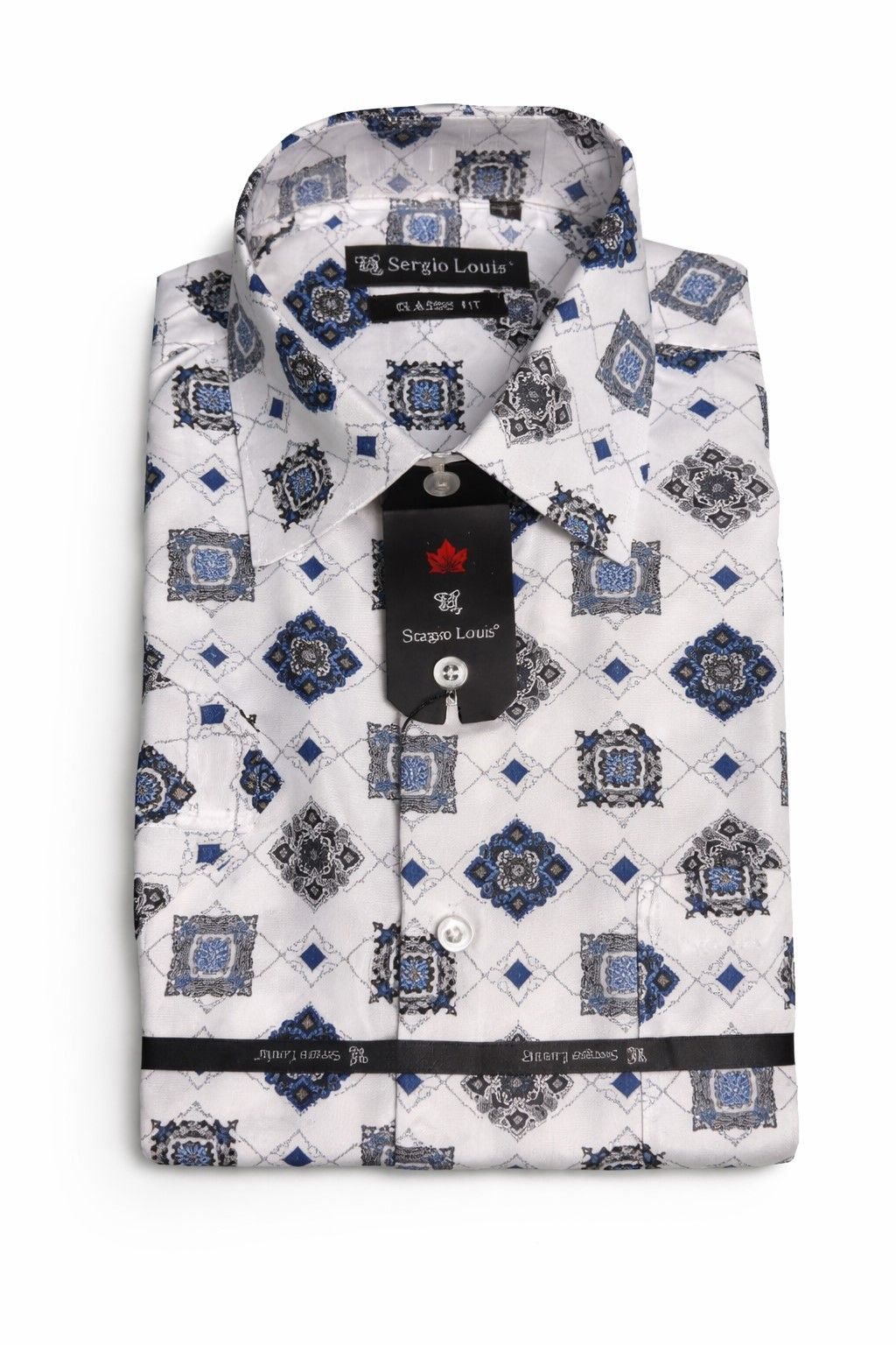 Chemise Manches Courtes SERGIO LOUIS (BLANC/MARINE - 262676) MODÈLE: YS-56468K