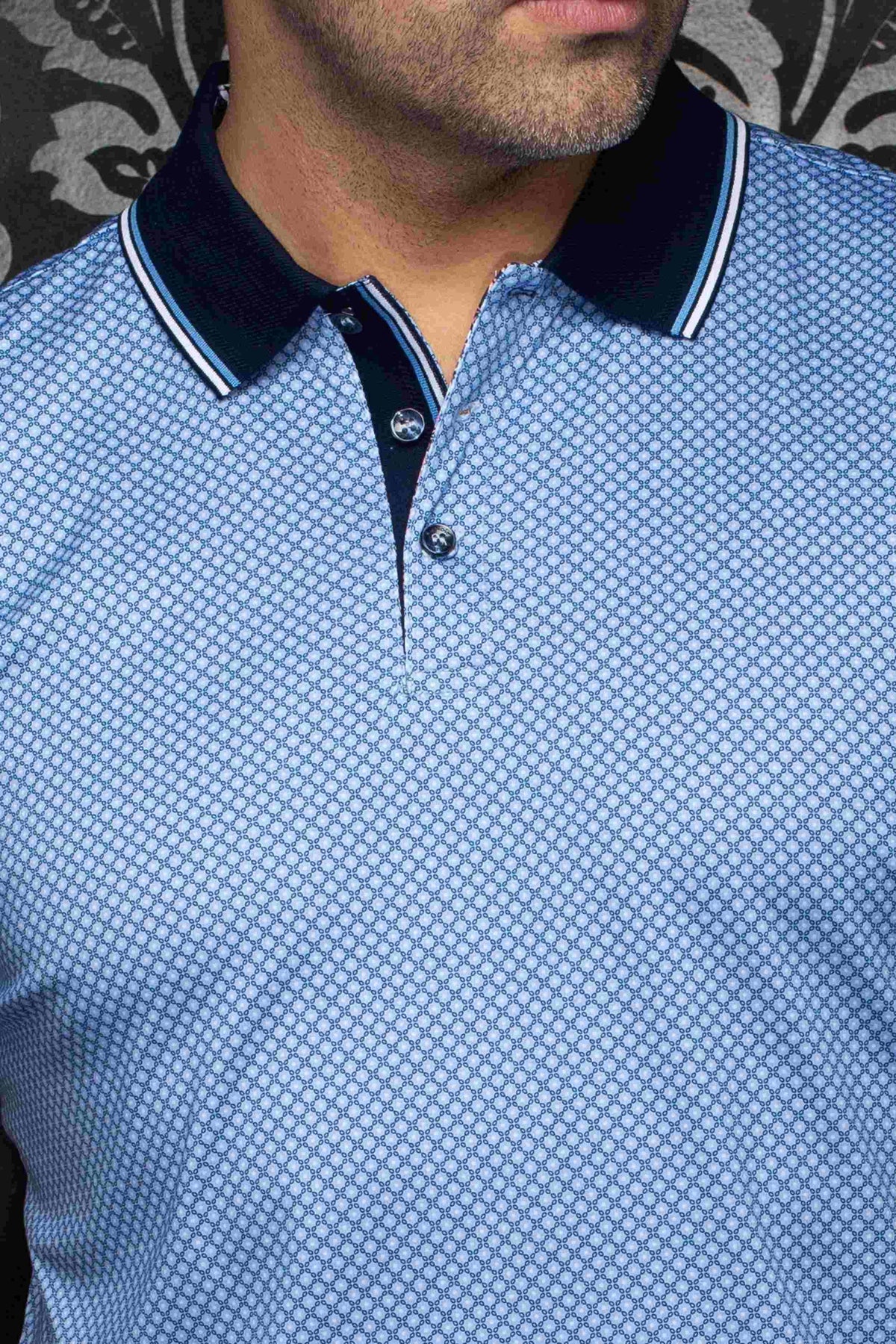 Polo manches courtes AU NOIR (LT.BLUE - 262683) MODÈLE: SEACLIFF