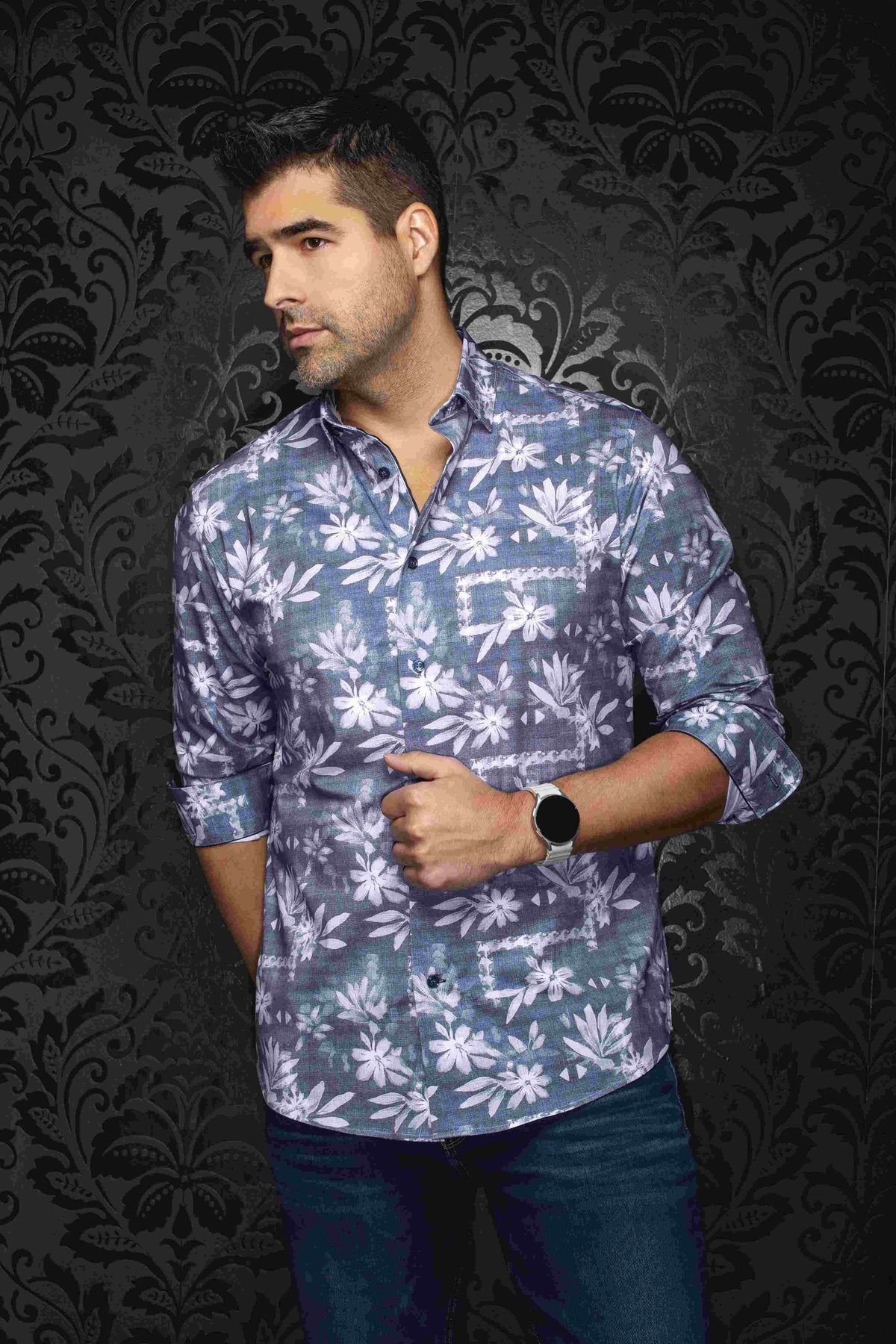 Chemise Manches Longues AU NOIR (DENIM - 262742) MODÈLE: TRAVIS