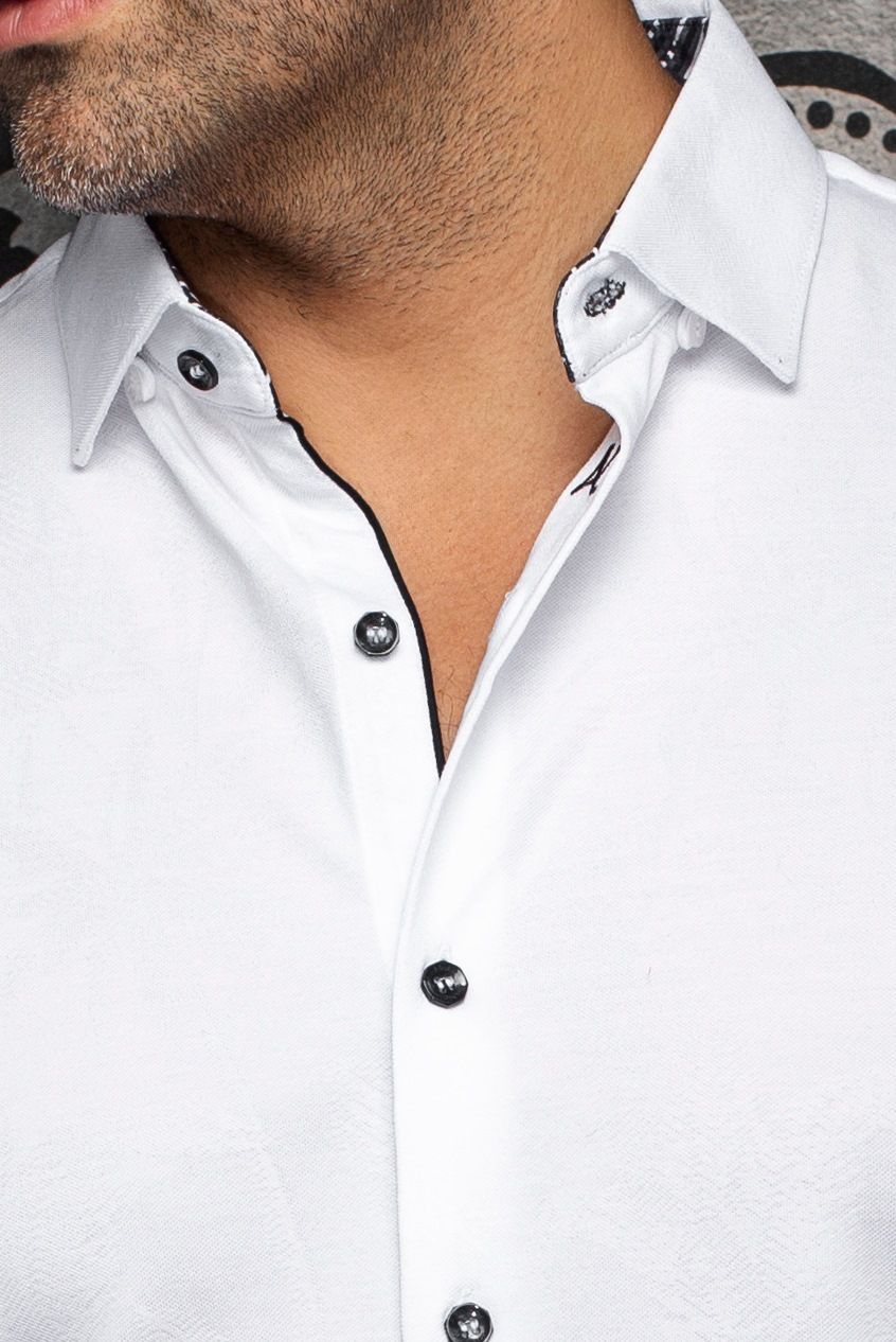 Chemise sport manches courtes AU NOIR (BLANC - 262745) MODÈLE: BRAHEA (SS)