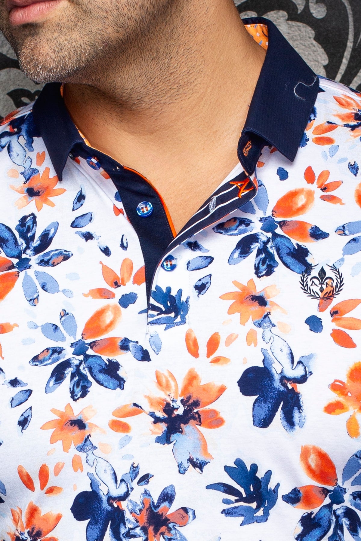 Polo manches courtes AU NOIR (WHITE/ORANGE - 262751) MODÈLE: CANTERAS