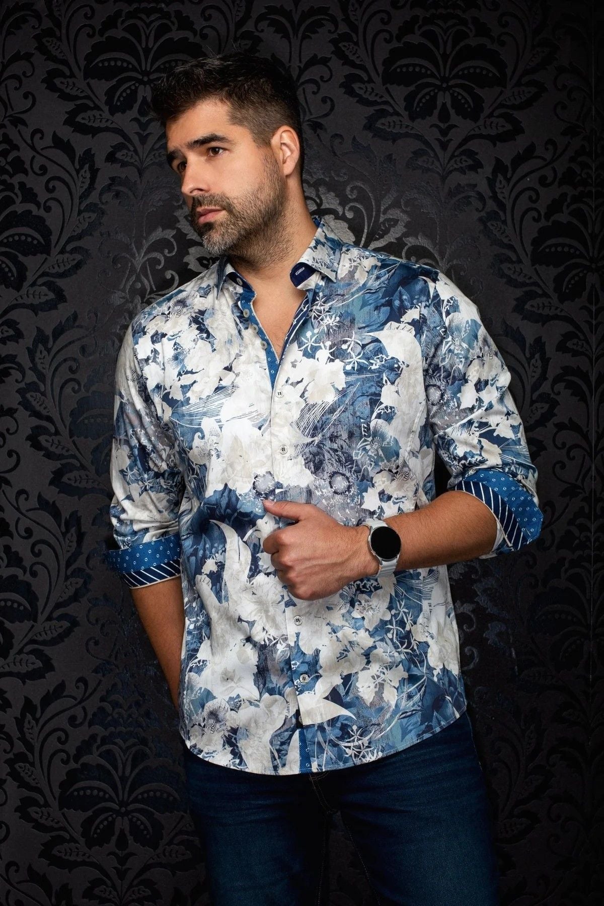 Chemise sport manches longues extensible AU NOIR (STONE - 262757) MODÈLE: CHARLTON