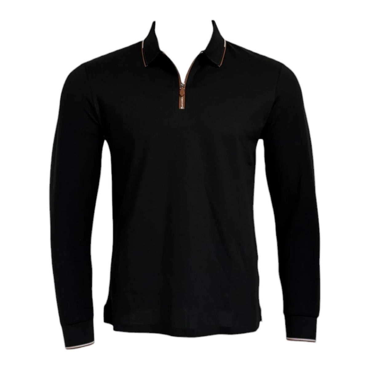 Polo-zip manches longues SCOOP (CAVIAR - 262774) MODÈLE: TORY