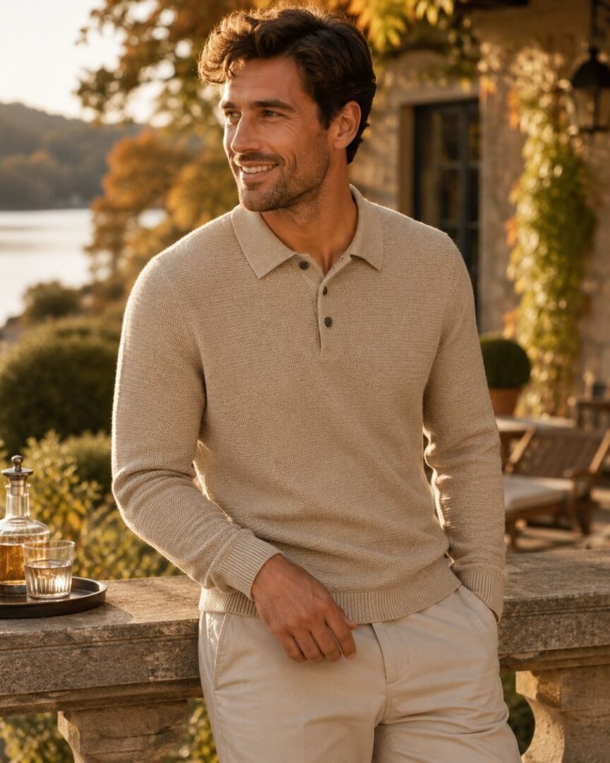 POLO TRICOT MANCHES LONGUES JACK&JONES (LEMON PEPPER - 262784) MODÈLE: 12299904