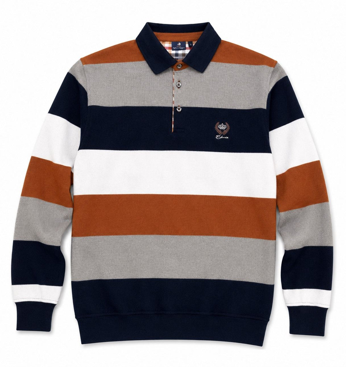 POLO MANCHES LONGUES ETHNIC BLUE (ORANGE - 262804) MODÈLE: 9029-14A
