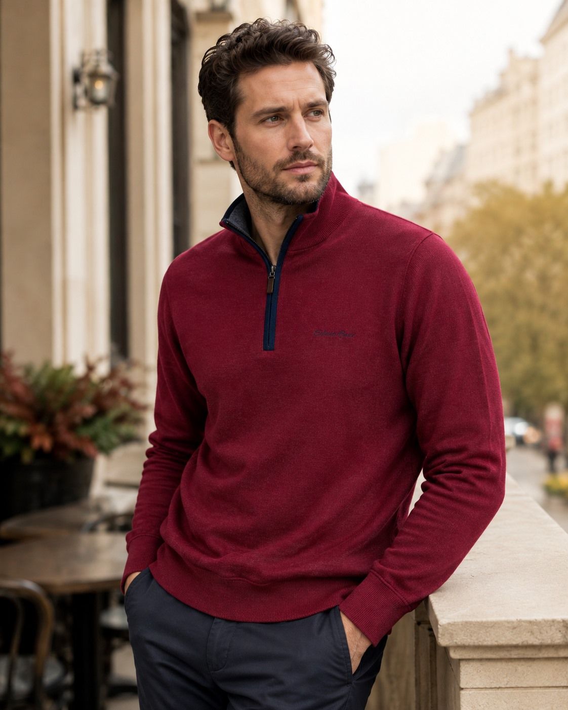 MOCK ZIP ETHNIC BLUE (ROUGE - 262805) MODÈLE: 90120H