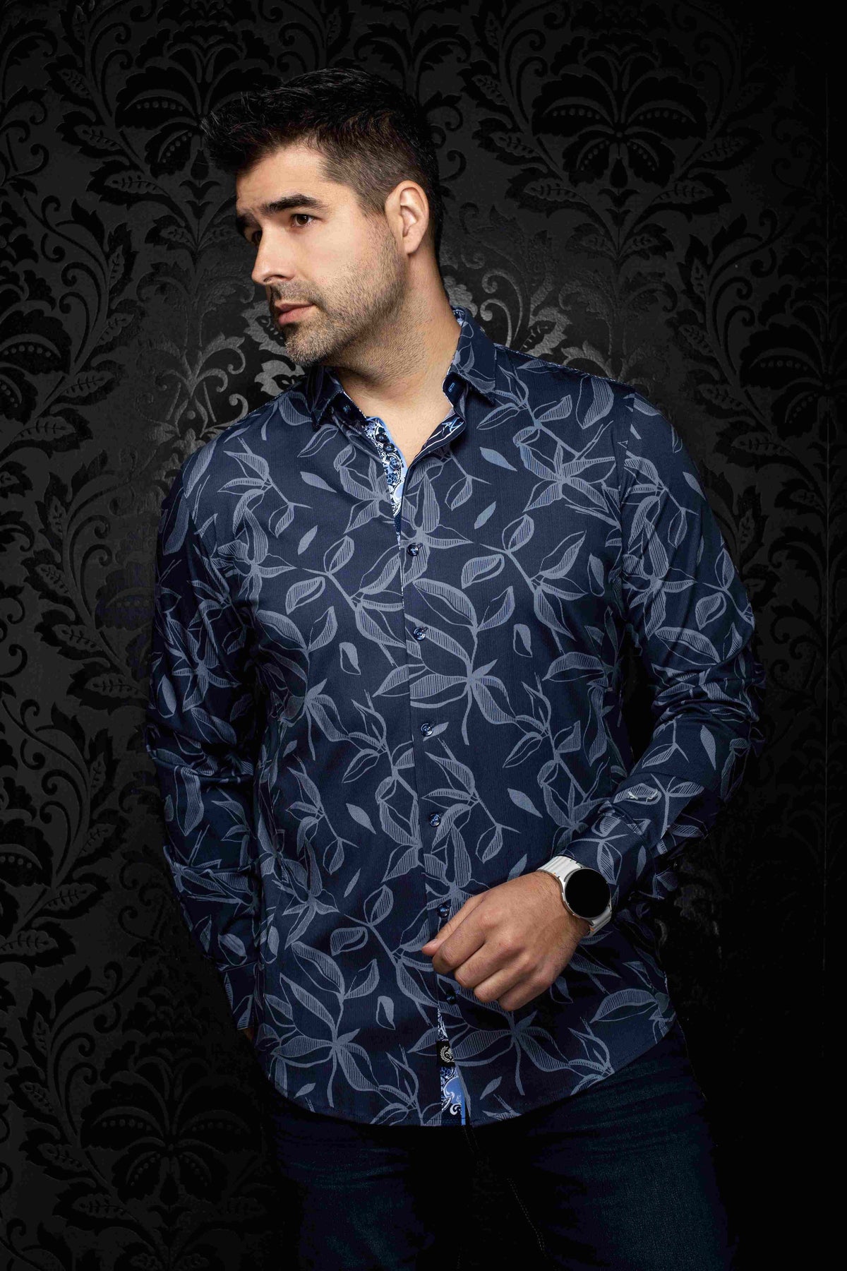 CHEMISE MANCHES LONGUES AU NOIR (NAVY - 262814) MODÈLE: AZRAK