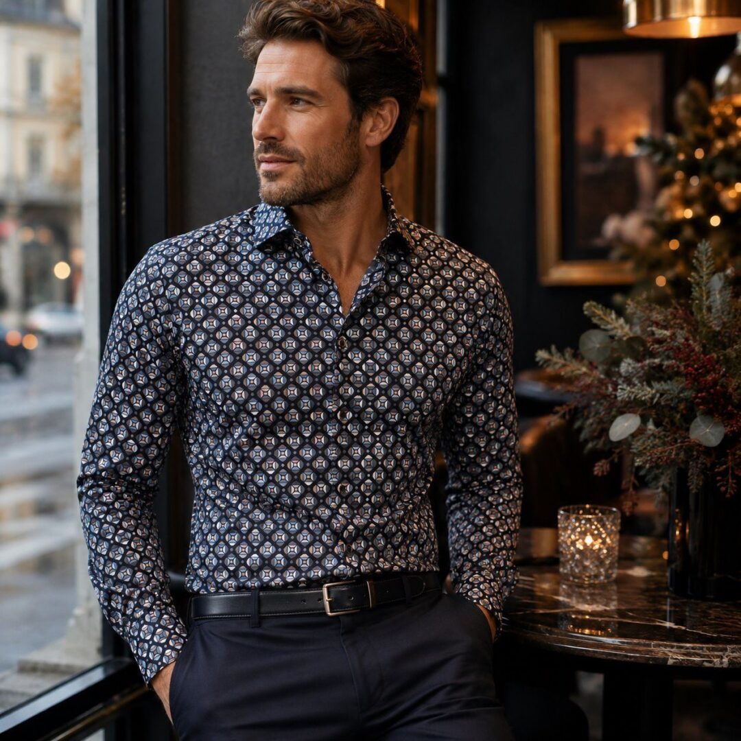 CHEMISE MANCHES LONGUES FELLOWS UNITED (116-MID BLUE - 262819) MODÈLE: 62.6518