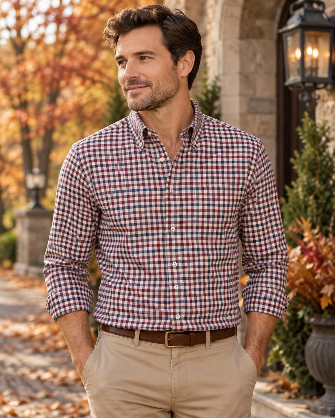 Chemise sport manches longues JOHN FORSYTH (WINE - 262864) MODÈLE: 9305L