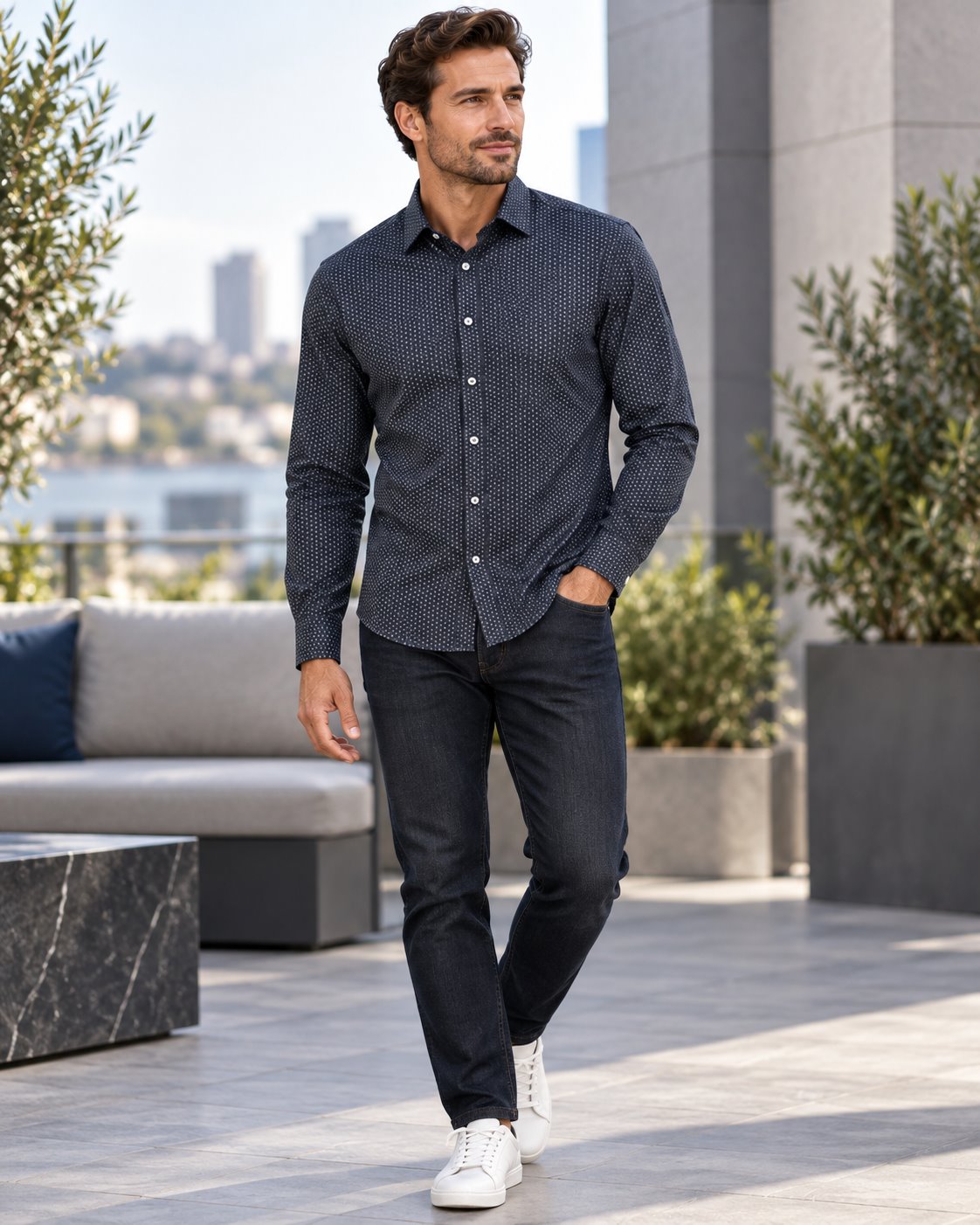 CHEMISE MANCHES LONGUES REPORT (09-NOIR - 262888) MODÈLE: 432077R