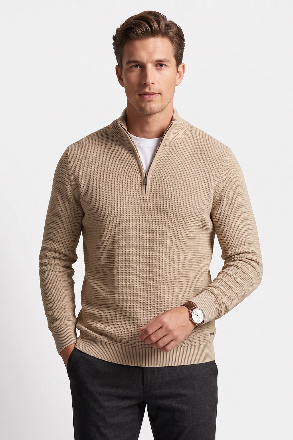 MOCK ZIP LOIS TAUPE (14-TAUPE - 262897) MODÈLE: 1356