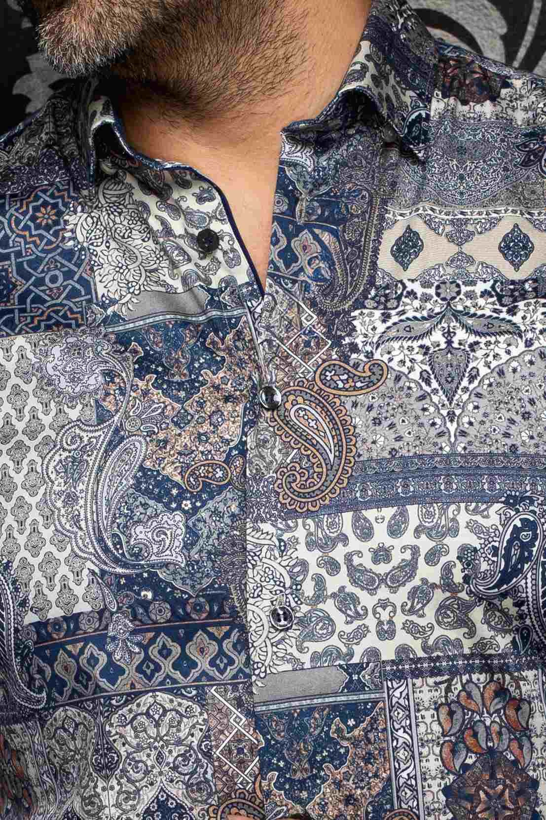 Chemise sport manches longues AU NOIR (NAVY/TAUPE - 262919) MODÈLE: TITAN