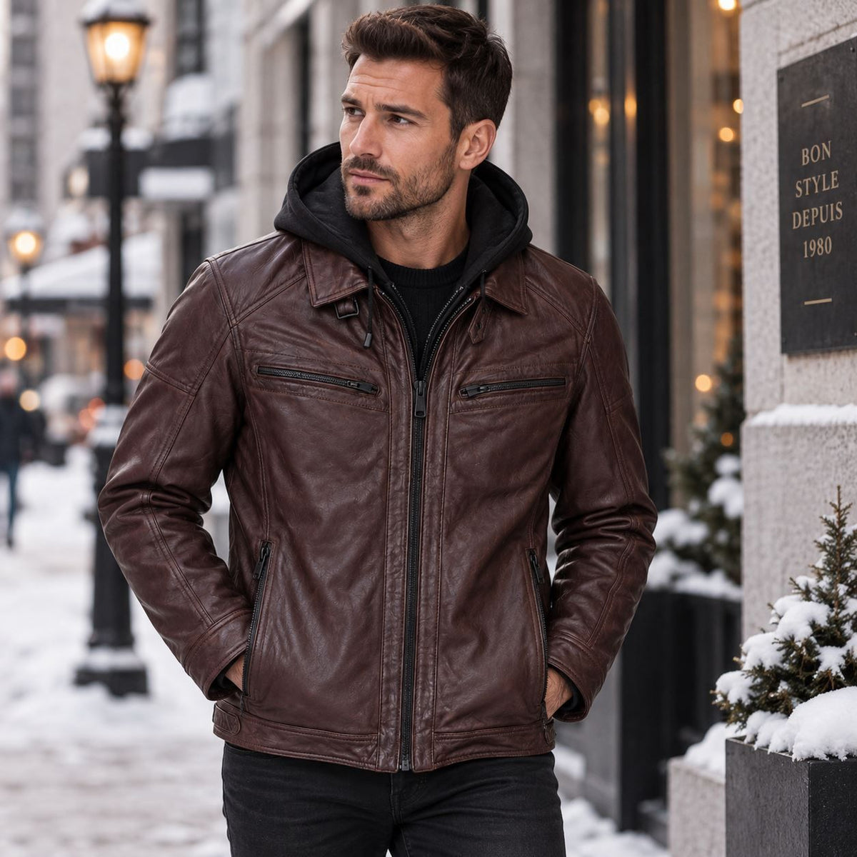 Manteau de cuir d'agneau PLONGÉ (MERLO - 262927) MODÈLE: 40539