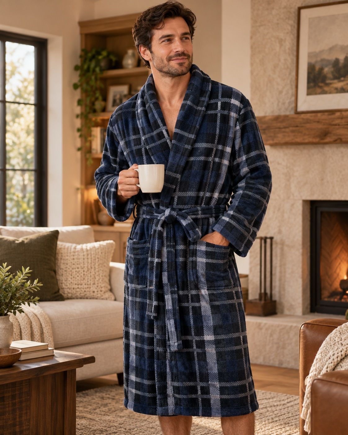 Robe de chambre à col chale MAJESTIC (432-NAVY - 262930) MODÈLE: 13429110