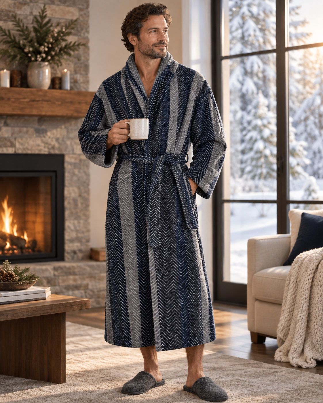 Robe de chambre à col chale MAJESTIC (410-MARINE - 262936) MODÈLE: 13225110