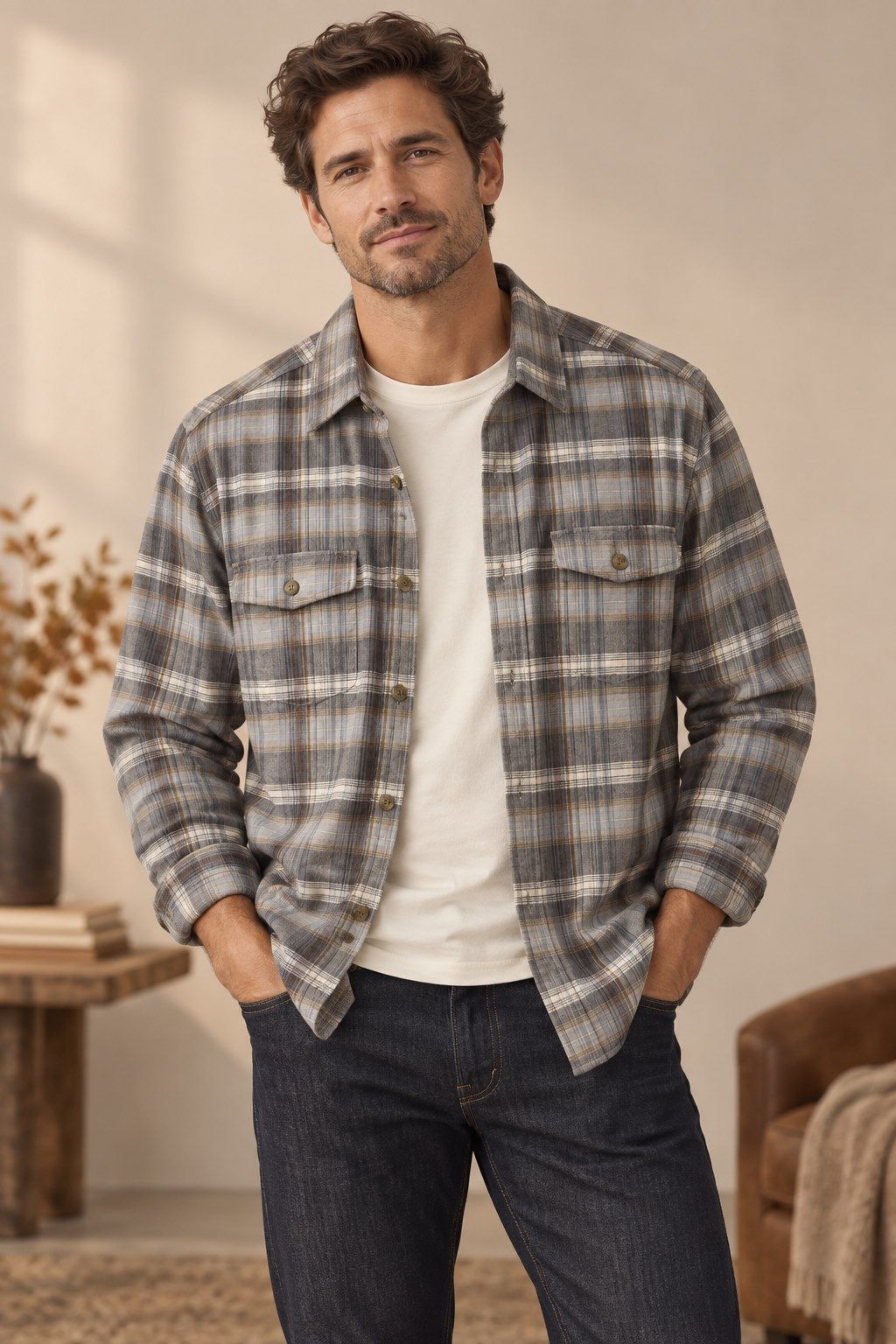 Chemise sport manches longues corduroy PROJEK (GRIS - 262942) MODÈLE: 149222