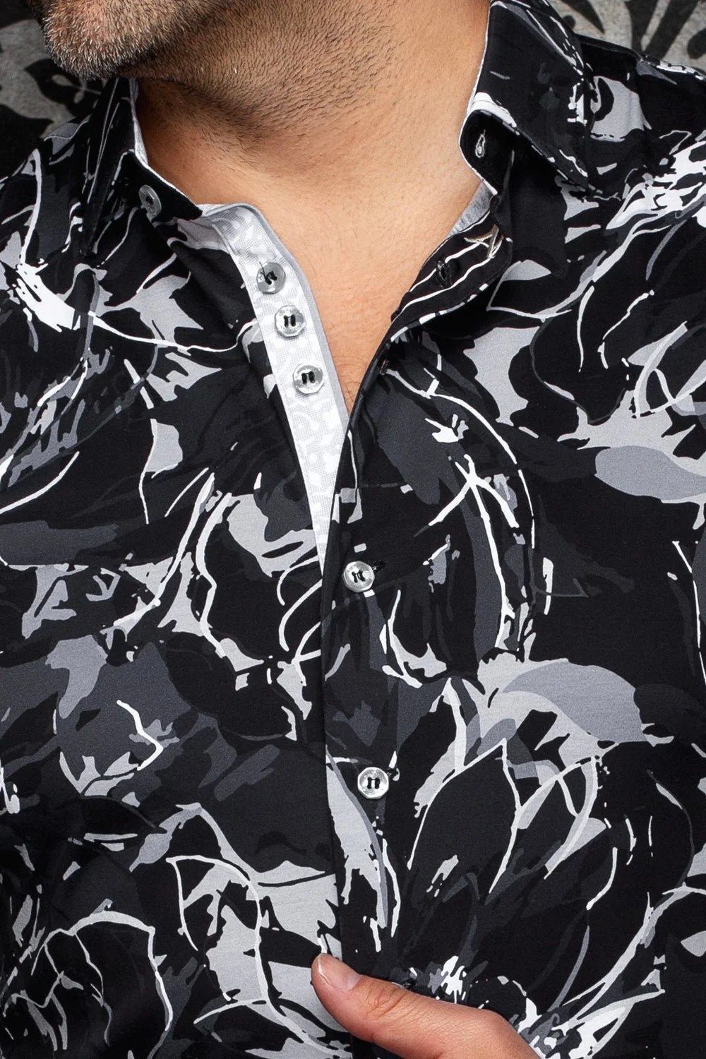 Chemise extensible sport manches longues AU NOIR (NOIR - 262961) MODÈLE: BELMONTE