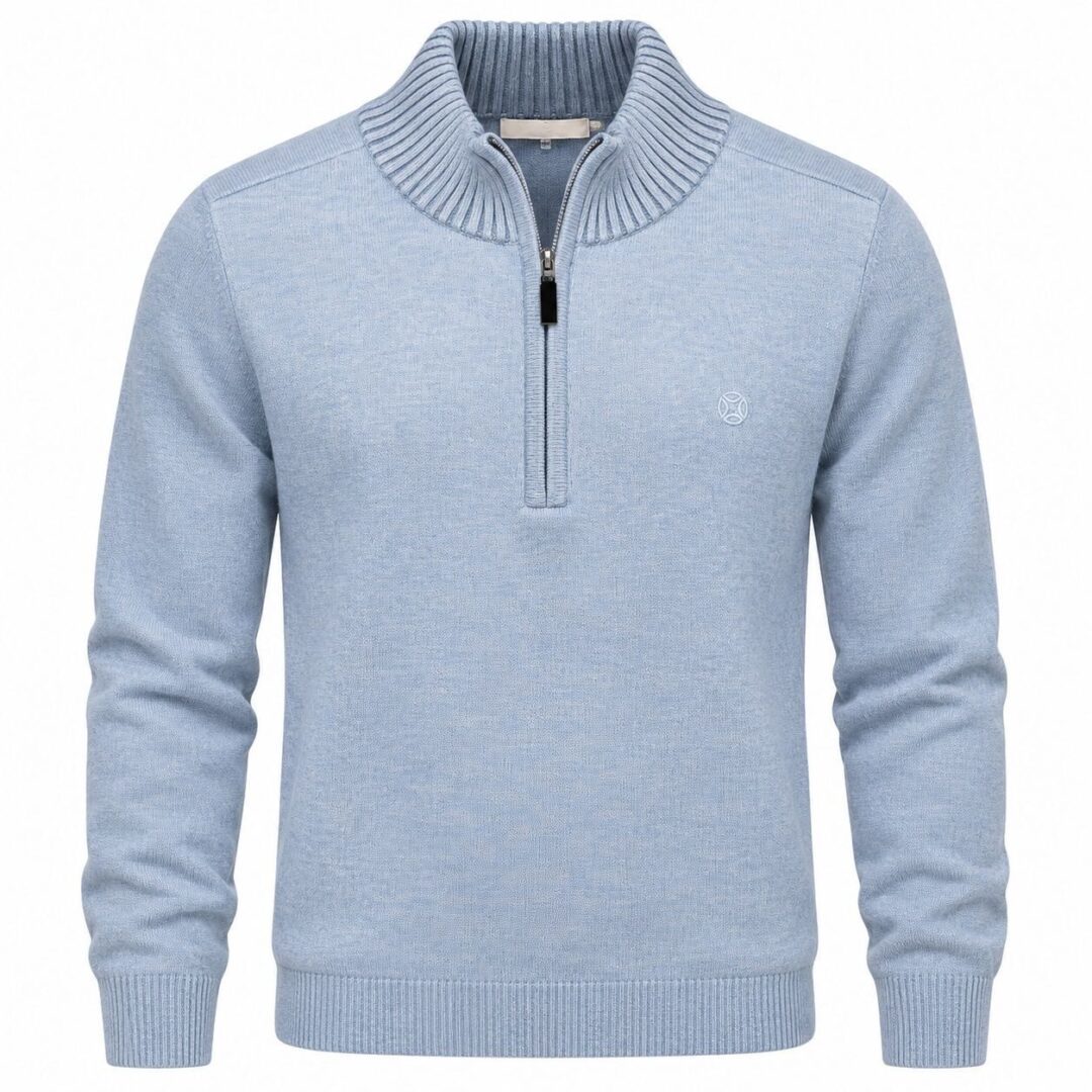 Chandail tricot col montant à zip FELLOWS UNITED (116-MID BLUE - 262977) MODÈLE: 62-1123