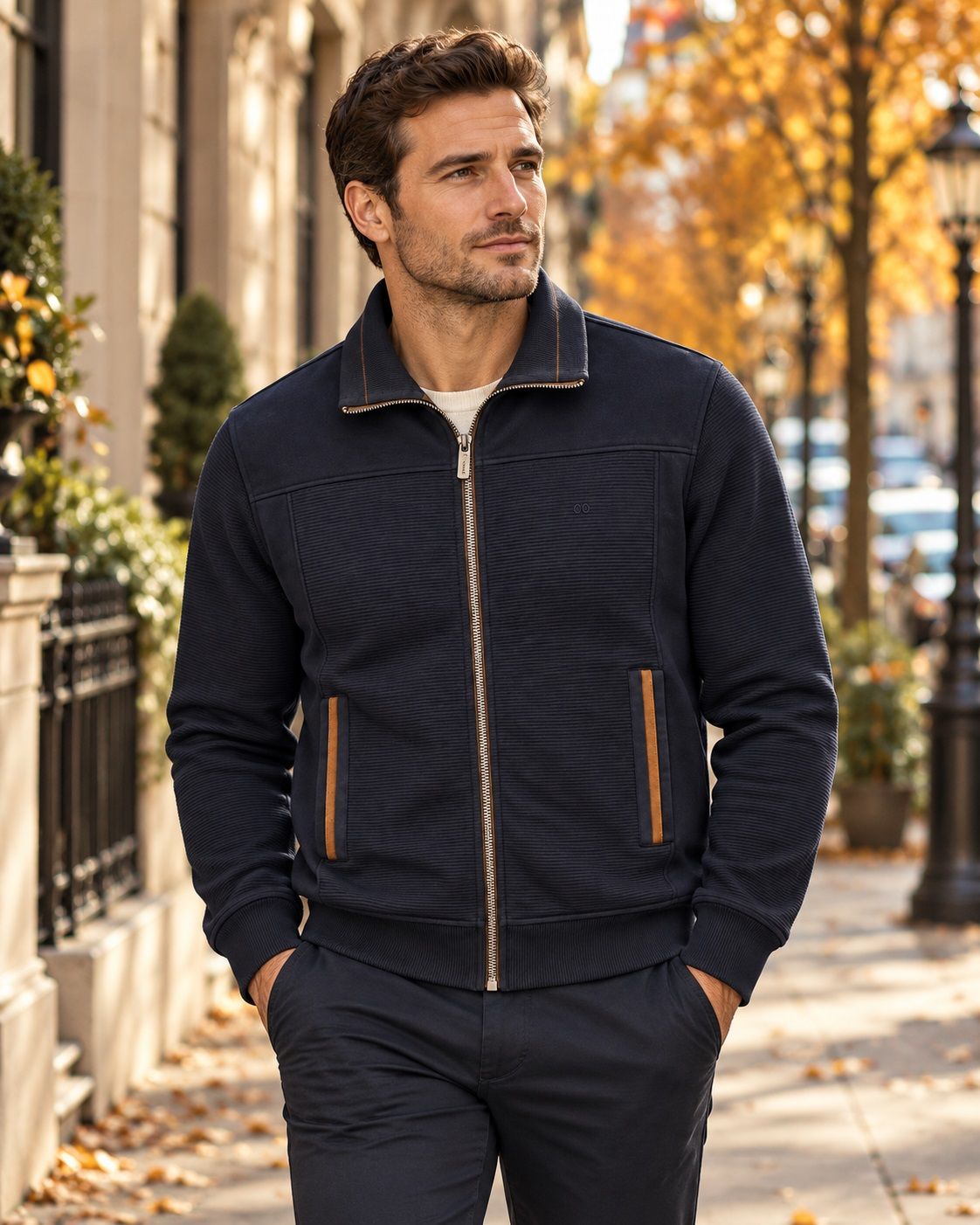 Cardigan à fermeture éclair FELLOWS UNITED (110-MARINE - 262978) MODÈLE: 62-2609-110