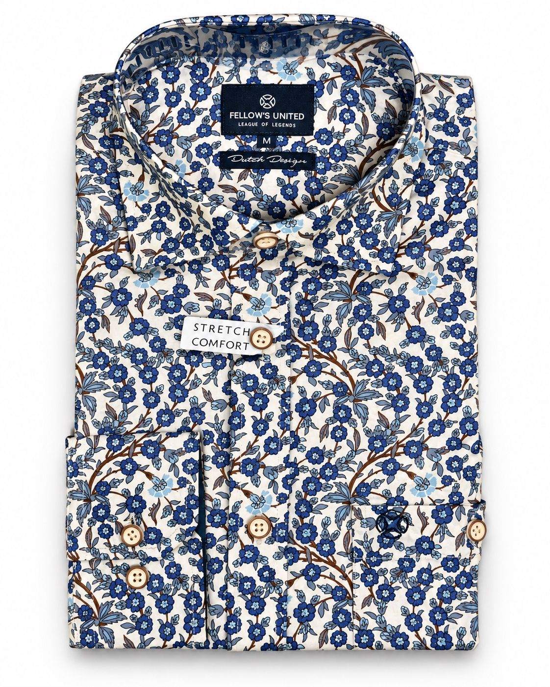 Chemise sport manches longues FELLOWS UNITED (116-MID BLUE - 262980) MODÈLE: 62-6536-116